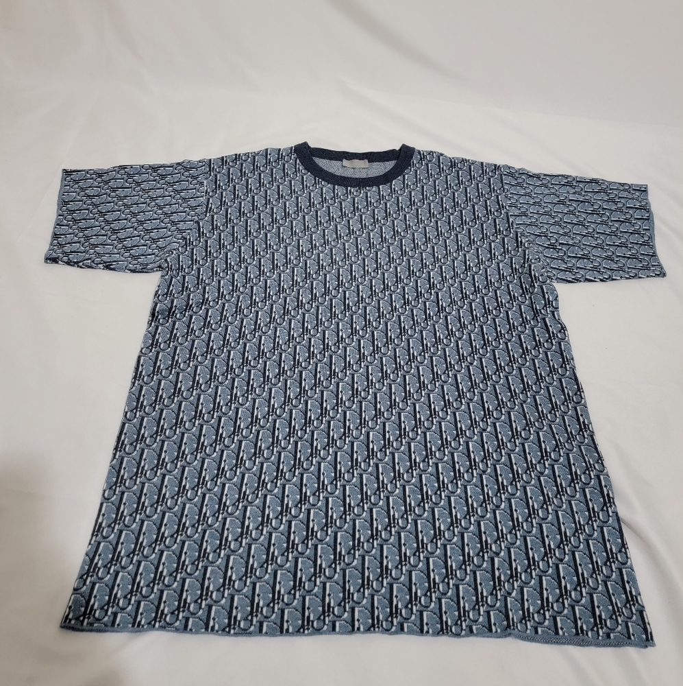 Dior Navy and White Patterned Tee